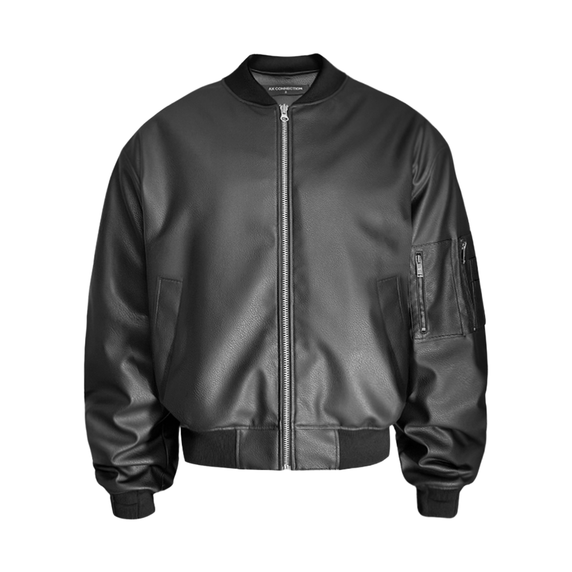 AXASJKP01-BK AX CONNECTION Tactical Cracked Leather Bomber Jacket
