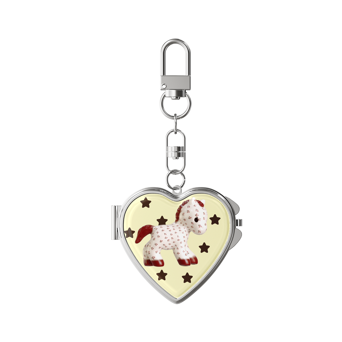 어프어프 플로럴 포니 바나나 하트 거울키링(earpearp Floral Pony Banana Heart Mirror Keyring)