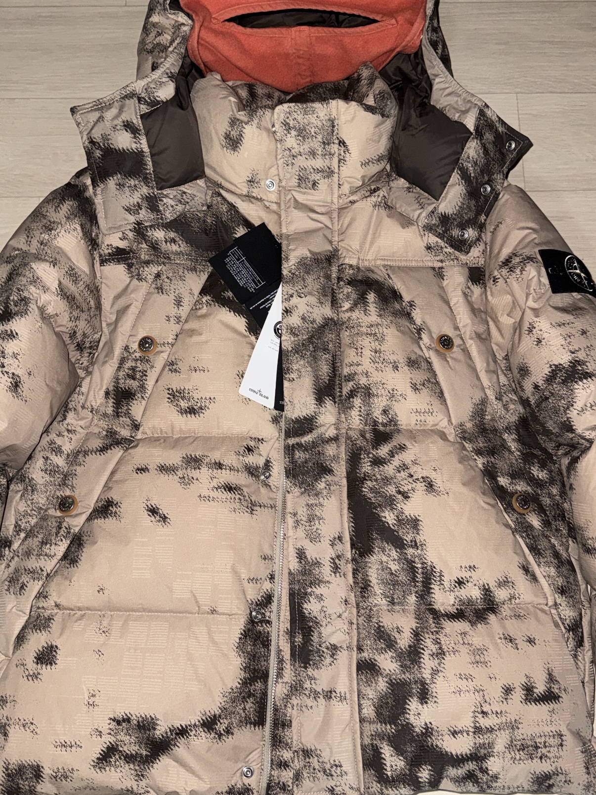 Stone Island 462E1 Camouflage Nylon Rep Ice Jacket Thermo-Sensitive Down Jacket with Anti-Drop Dove Grey - 24FW 착용 스타일 - 1