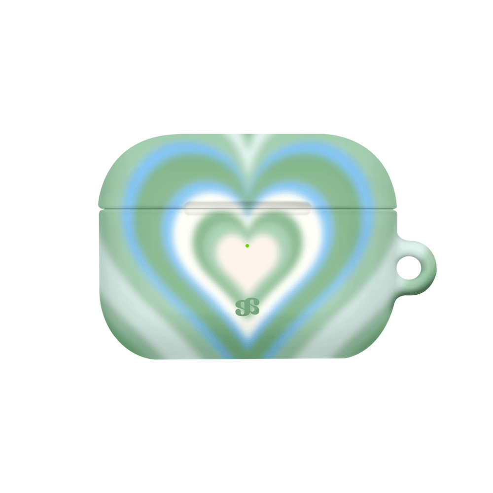 E2602_0257 earpearp Sunset Heart Green AirPods/Buds Hard Case