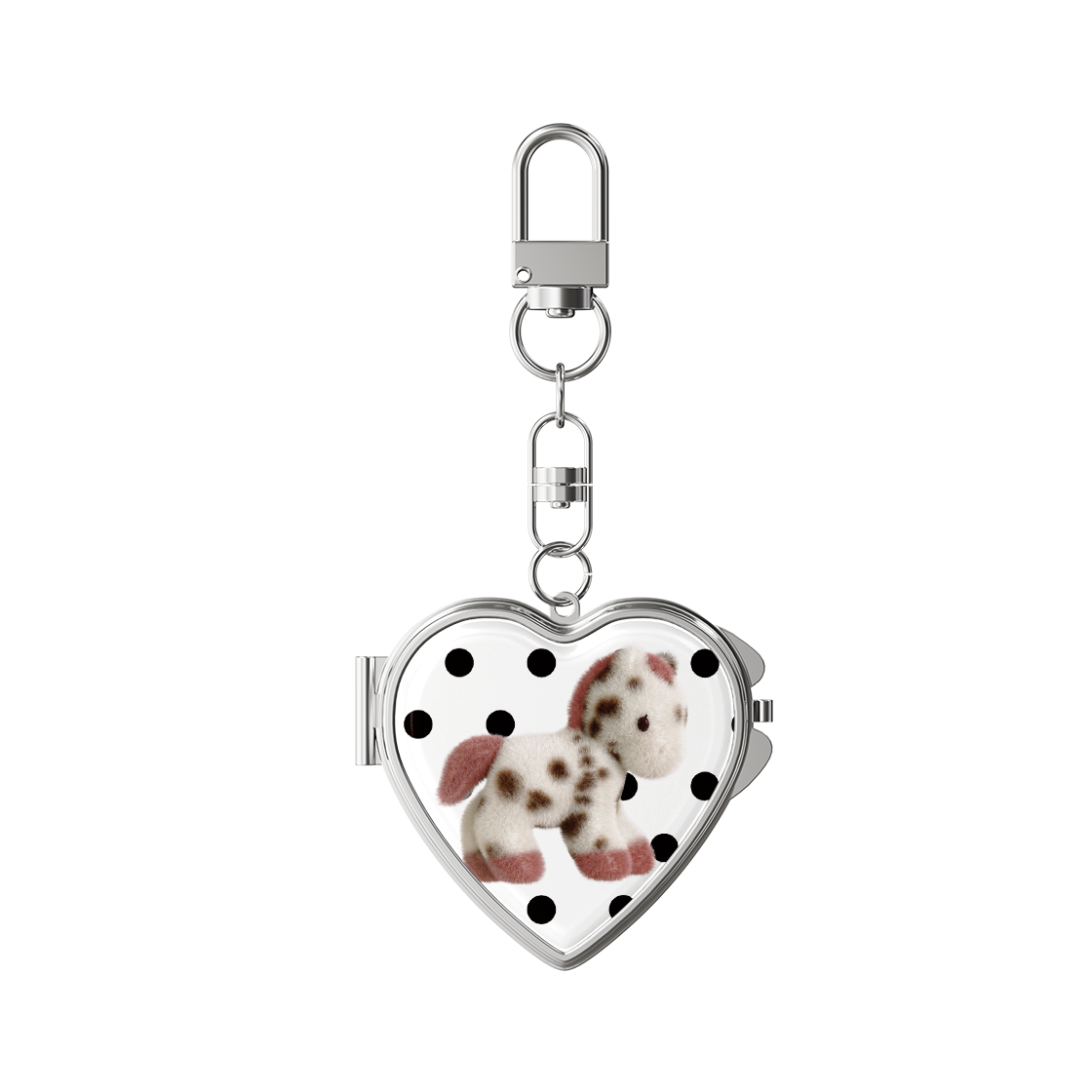어프어프 믹스 무무 화이트 하트 거울키링(earpearp Mix Moomoo White Heart Mirror Keyring)