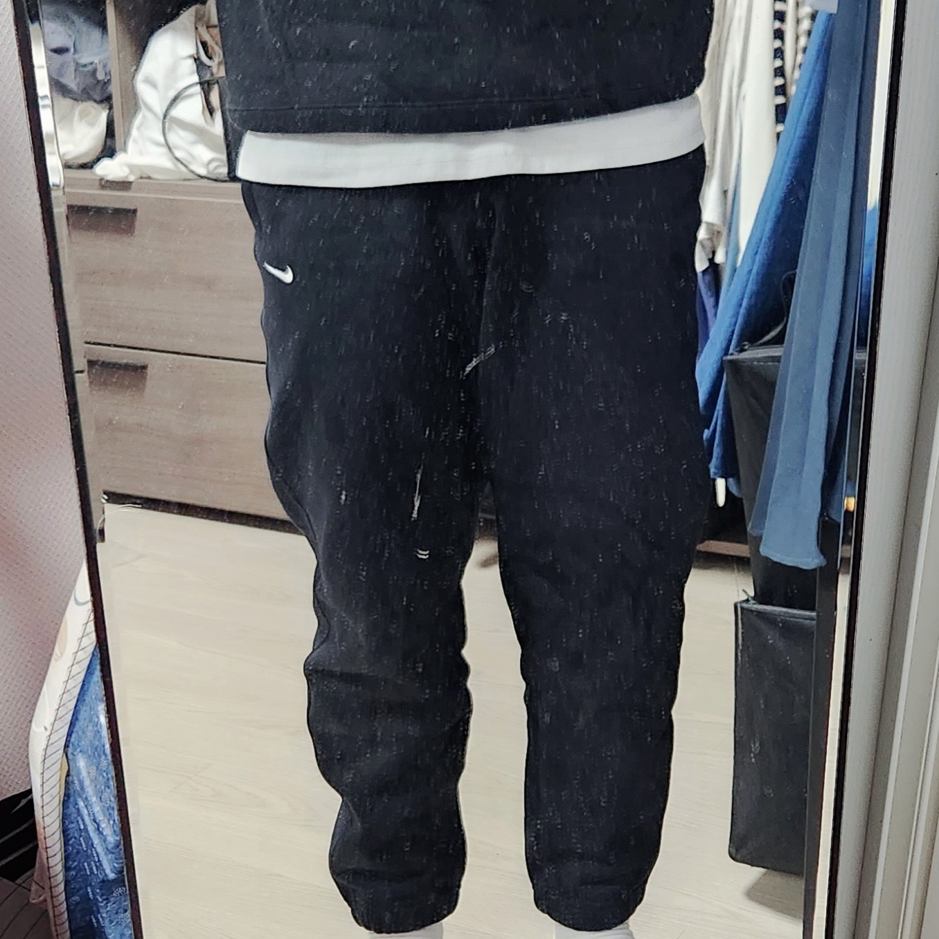 Nike NRG Solo Swoosh Fleece Pants Black White - Asia 착용 스타일