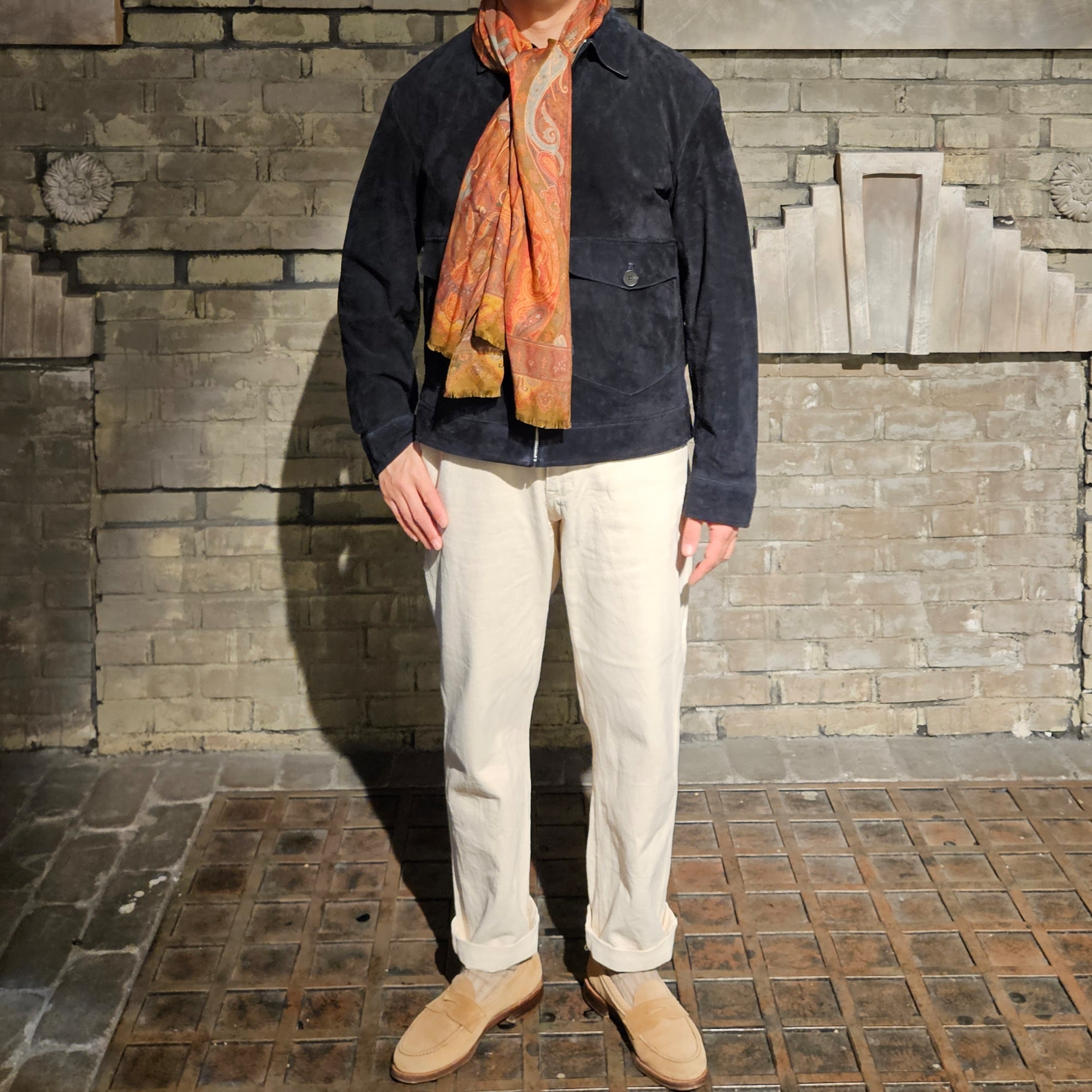 Alden 6244 Suede Unlined Penny Loafer Tan - D 착용 스타일 - 2