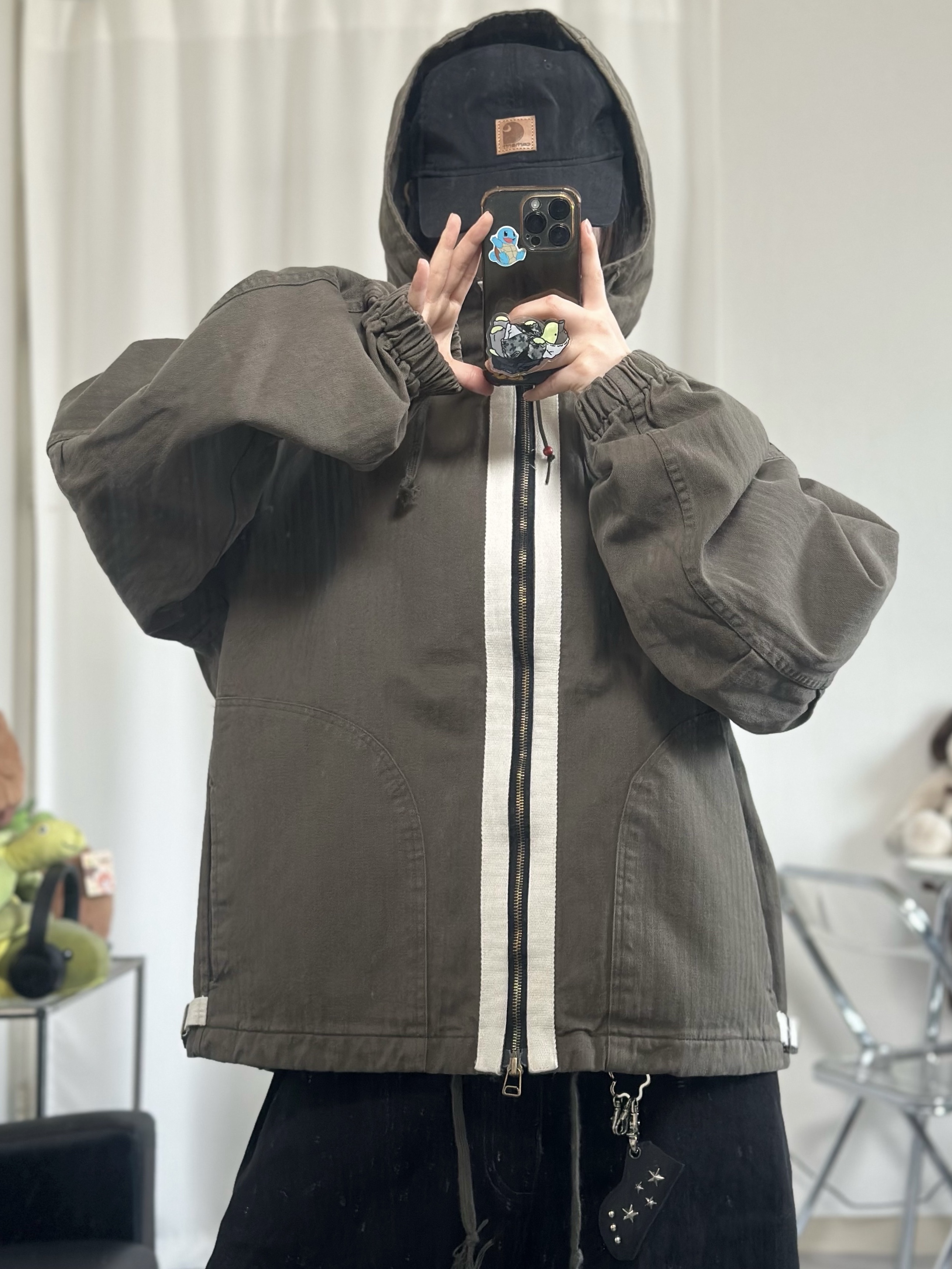 Carhartt Canvas Cap Black 착용 스타일 - 2