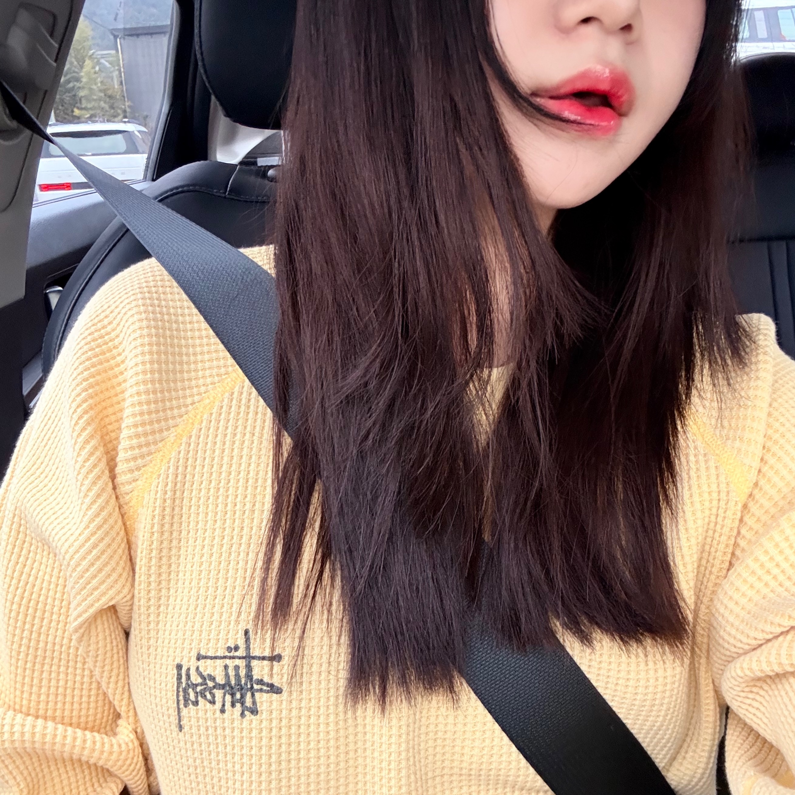 Stussy Raglan Thermal LS Crew Pale Yellow 착용 스타일