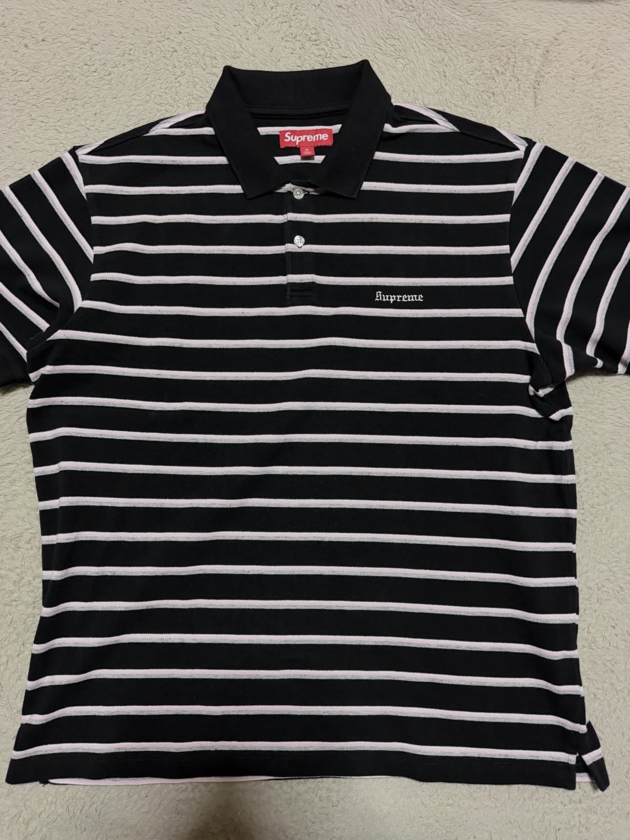トップス 26ss s Supreme Washed Stripe Polo BLACK Supreme SS26 Washed Stripe Polo 'Black' SUP-SS26-058-BLK