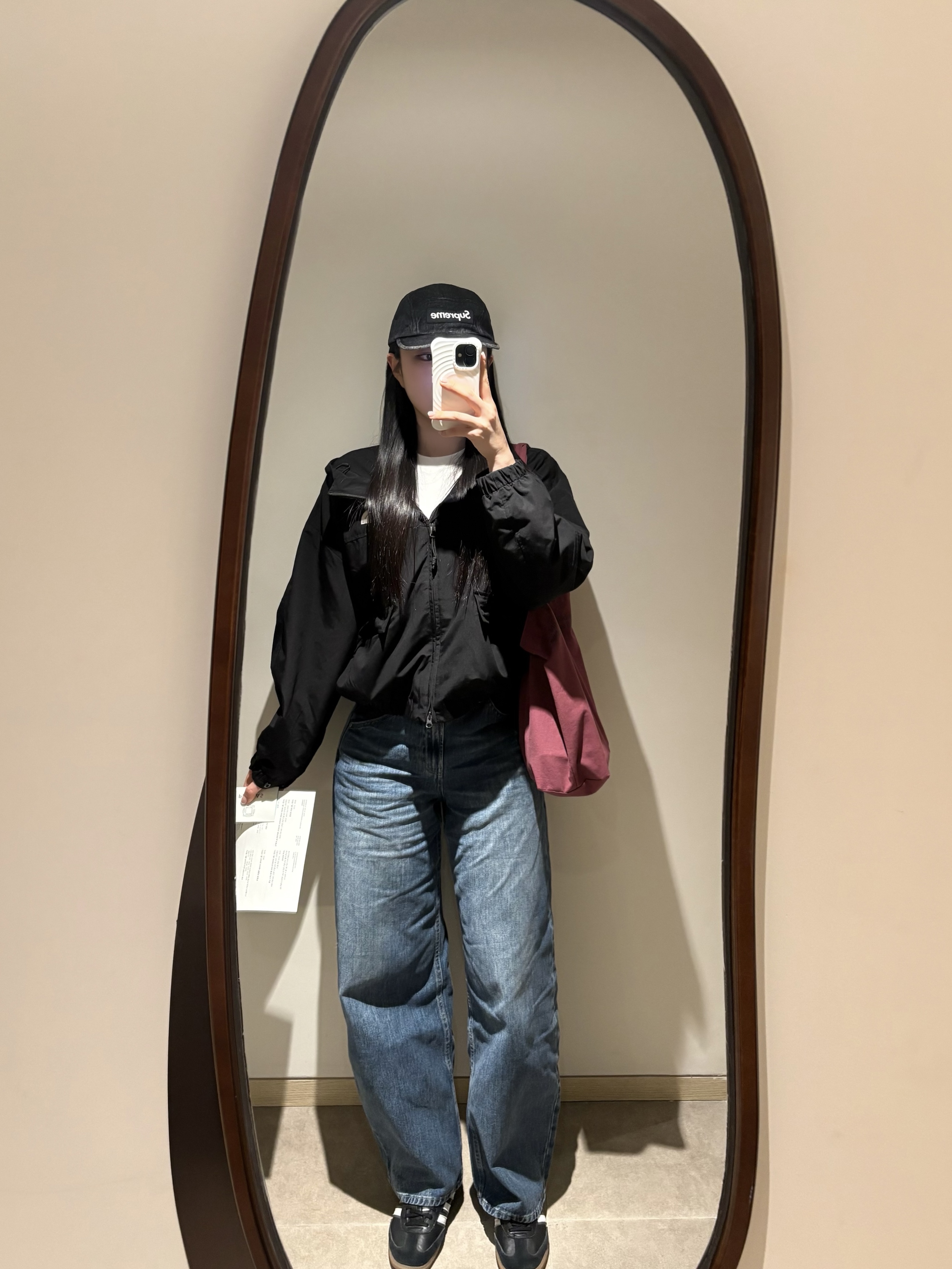 Supreme Denim Camp Cap Black - 24SS, (W) The North Face White Label Neilton Jacket Black 착용 스타일