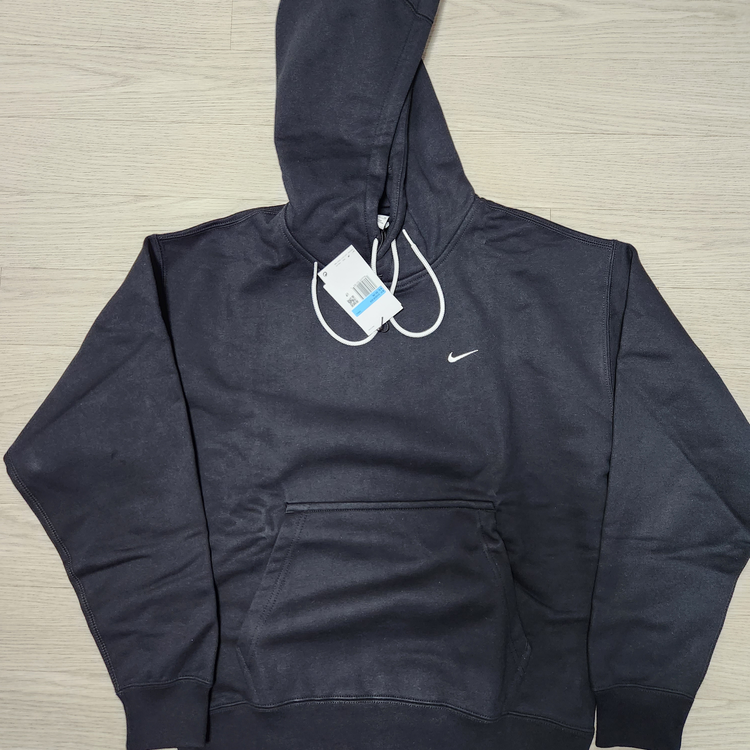Nike NRG Solo Swoosh Fleece Hoodie Black White - Asia 착용 스타일
