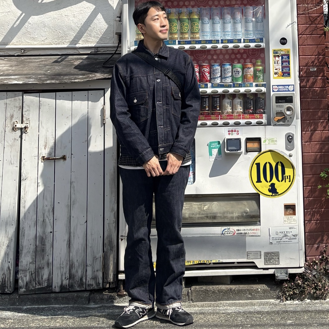 Levi's 1953 Type II Jacket Indigo, Porter Tanker Shoulder Bag S Black 착용 스타일