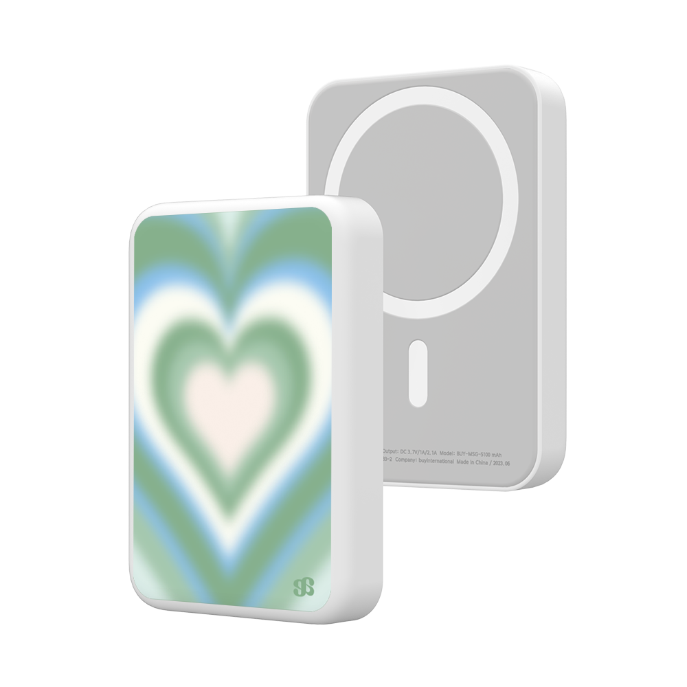 어프어프 선셋 하트 그린 맥세이프 보조배터리 5000mAh(earpearp Sunset Heart Green MagSafe Power Bank 5000mAh) - 1