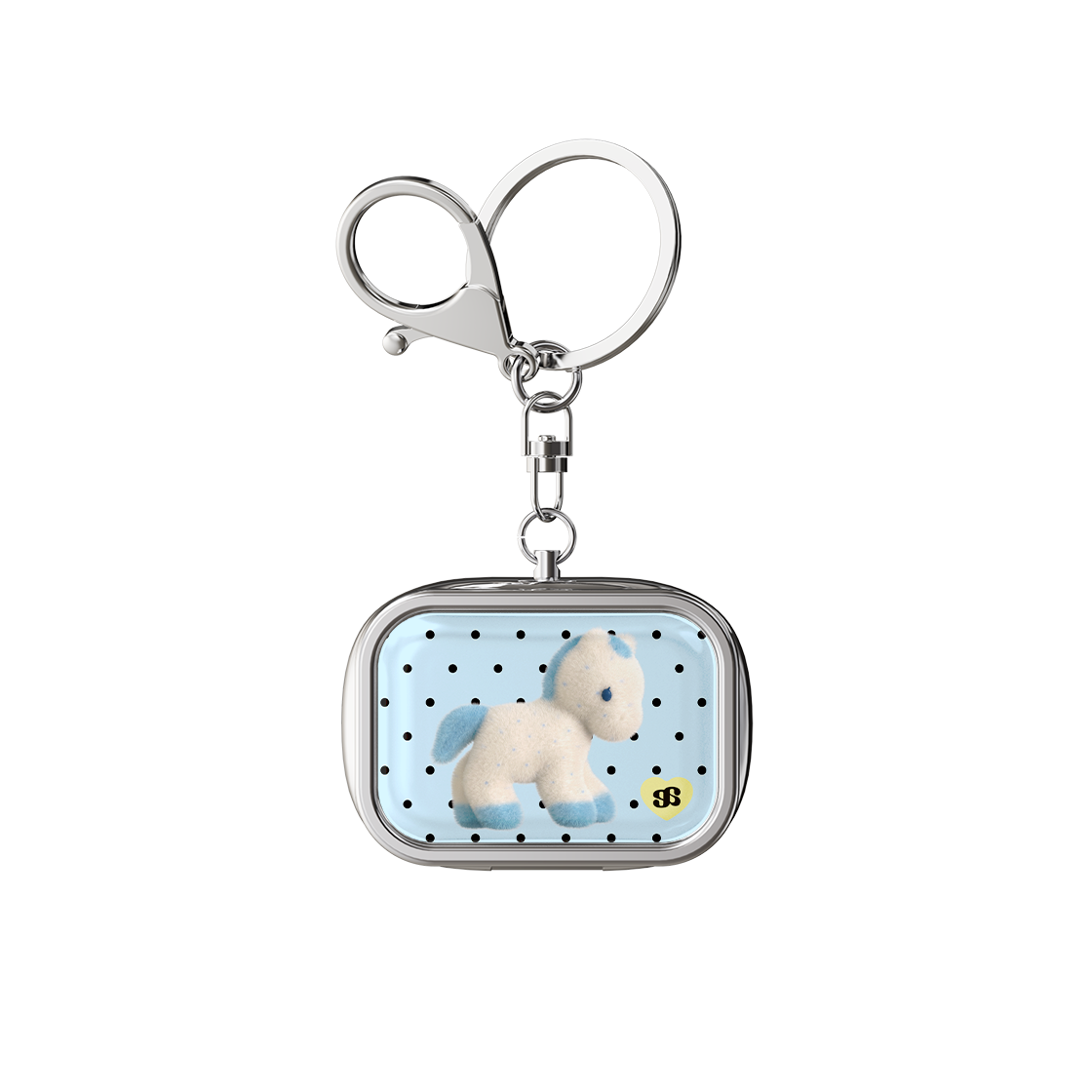 E2602_0125 earpearp Baby Blue Dot Tin Case Keyring