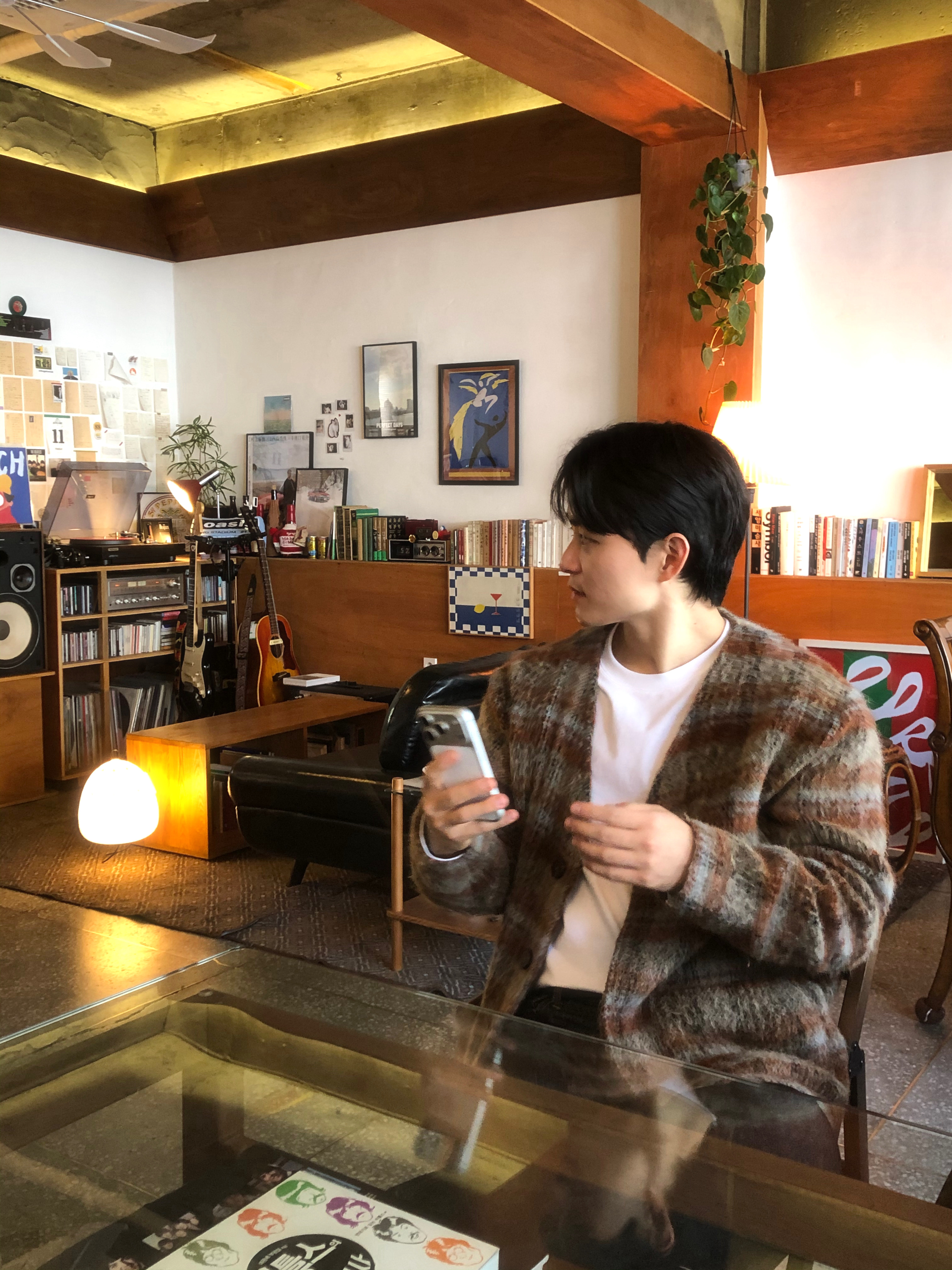 Our Legacy Cardigan Mohair Ament Check 착용 스타일 - 1