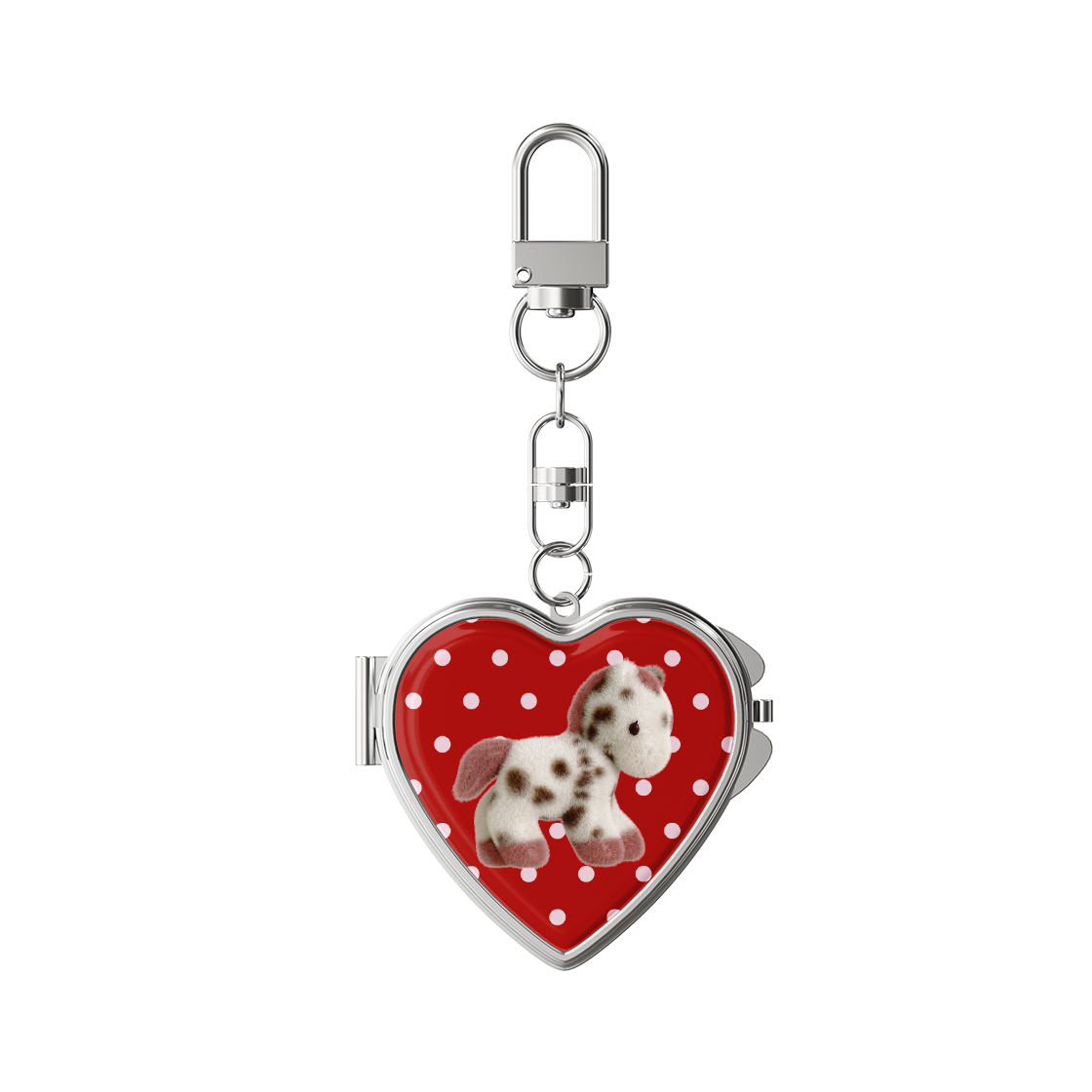어프어프 믹스 무무 레드 하트 거울키링(earpearp Mix Moomoo Red Heart Mirror Keyring)