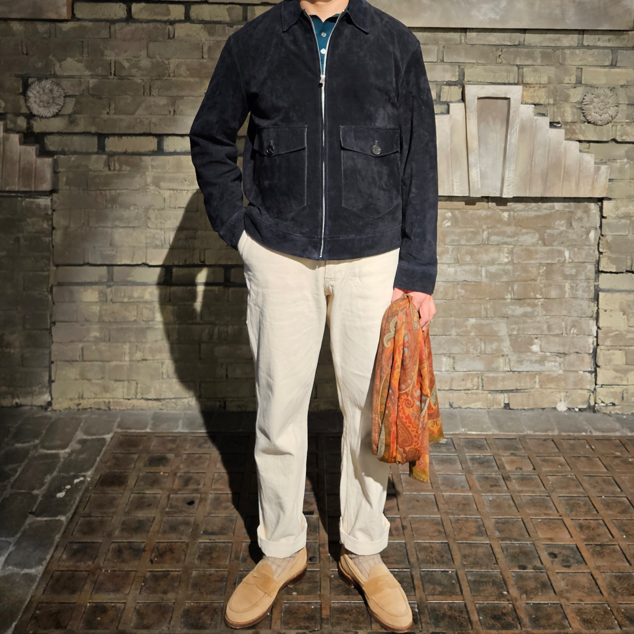 Alden 6244 Suede Unlined Penny Loafer Tan - D 착용 스타일 - 2