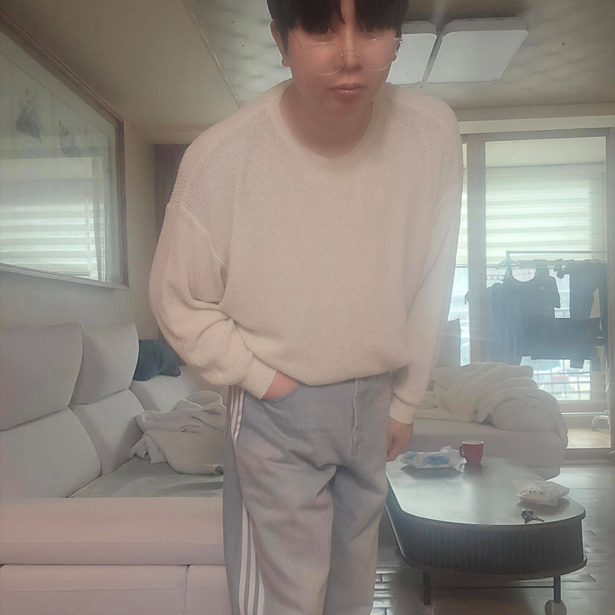 Adidas Adilenium Season 3 Loose Fit Denim Pants - KR Sizing 착용 스타일 - 1
