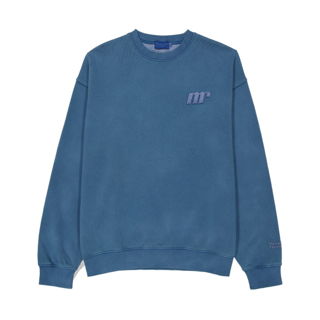 맨하탄 레코즈 로고 피그먼트 크루넥 - 블루