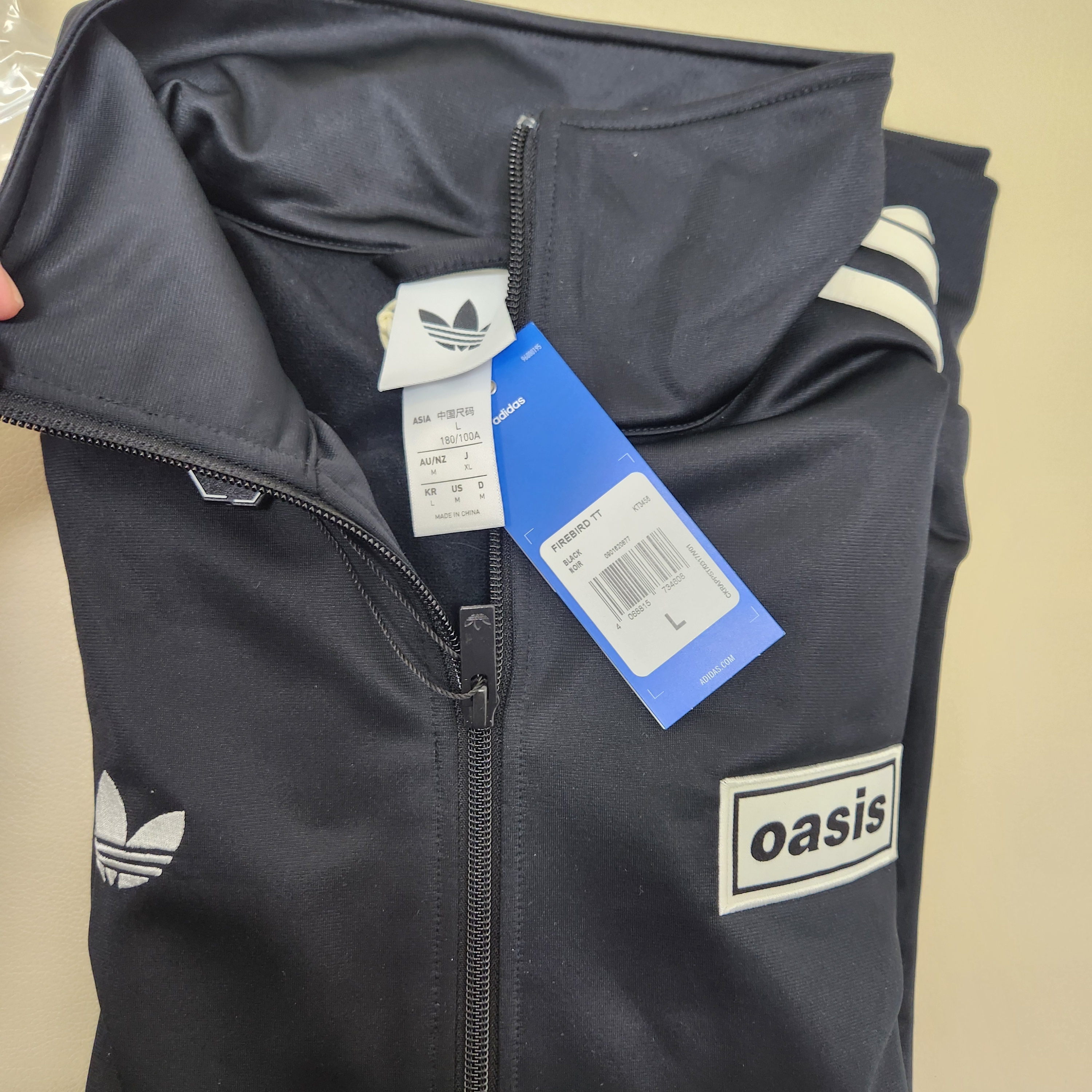 Adidas x Oasis Tour Firebird Track Top Black - KR Sizing 착용 스타일 - 2