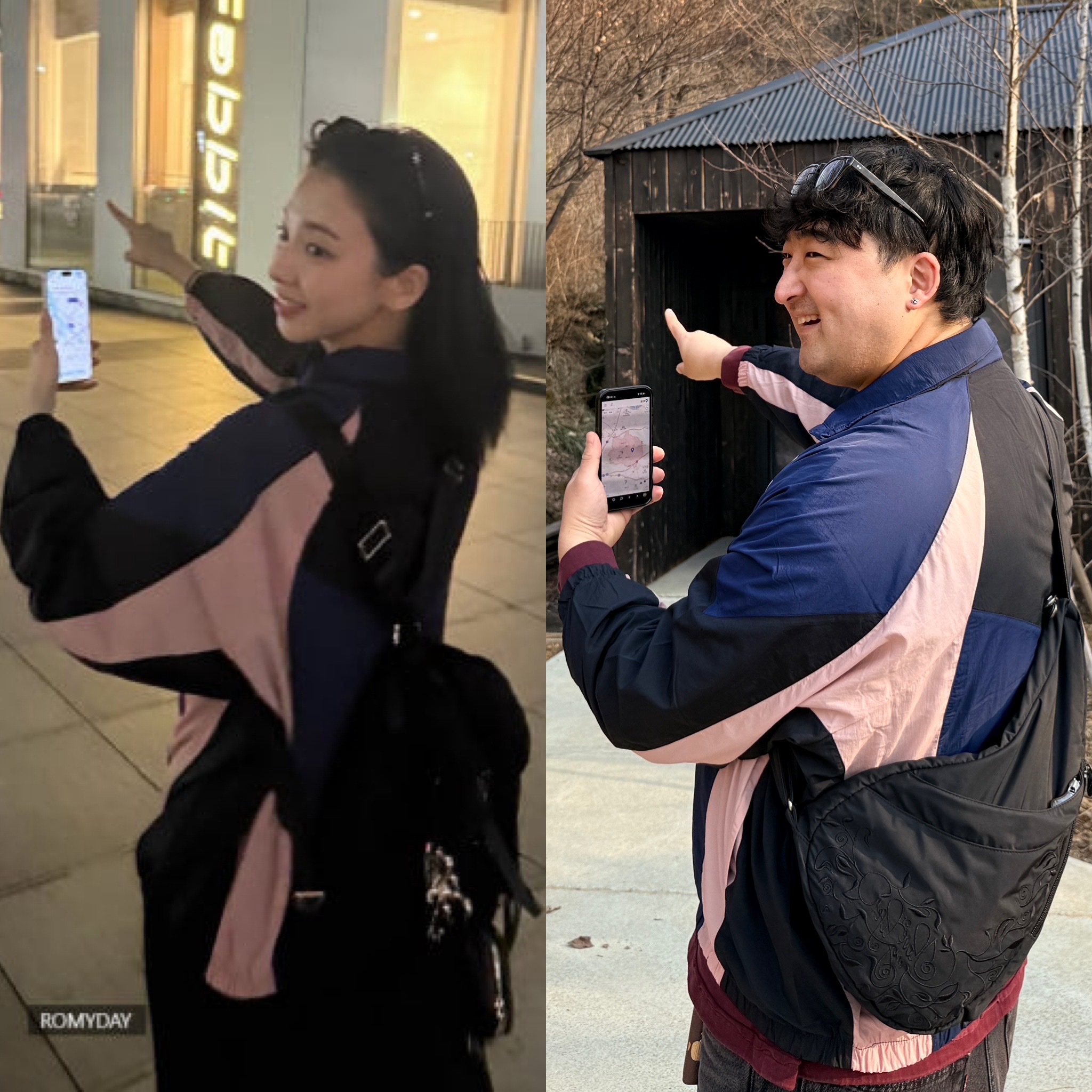 (W) Nike NSW Oversized Track Jacket Midnight Navy Black - Asia 착용 스타일