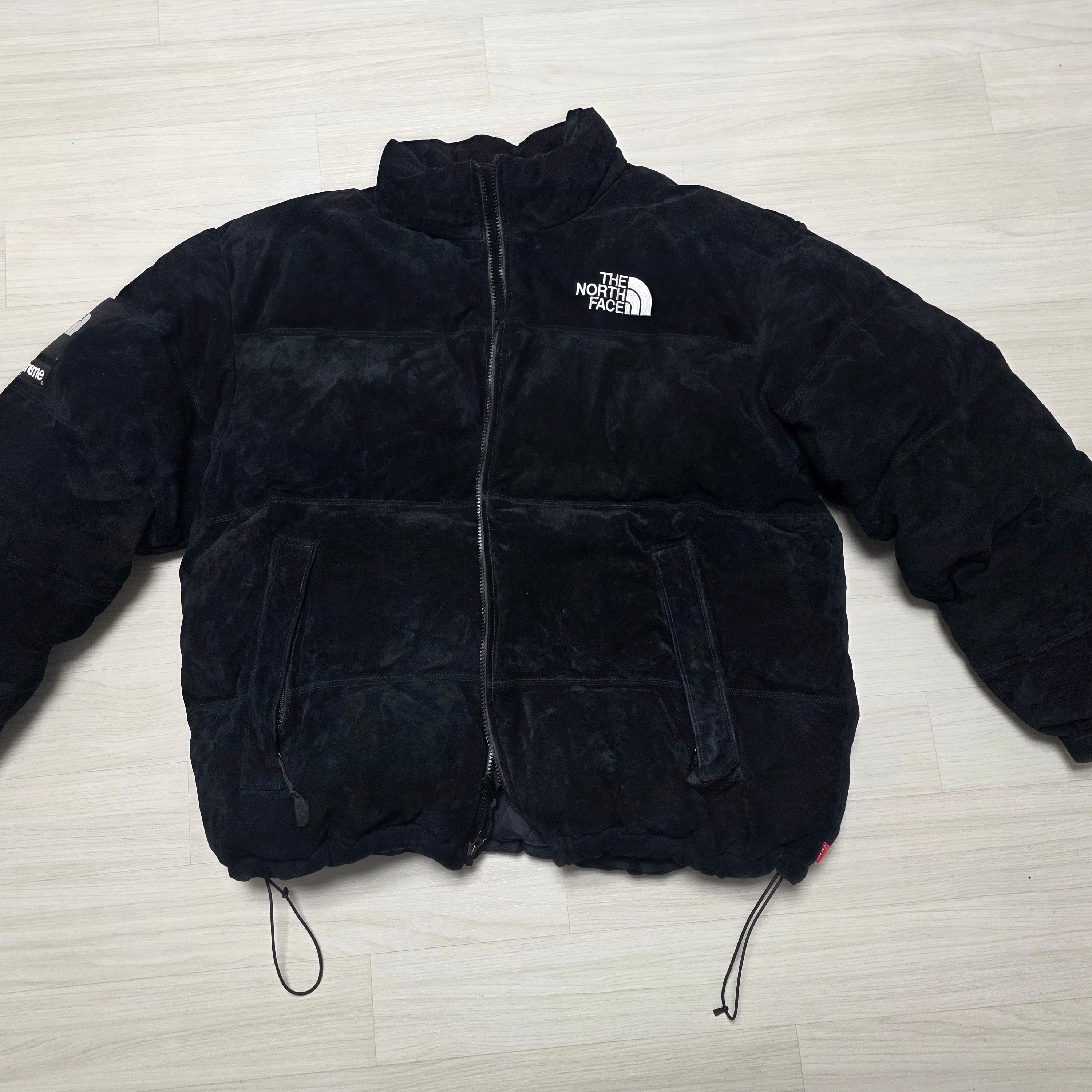 Supreme x The North Face Suede Nuptse Jacket Black - 23FW 착용 스타일
