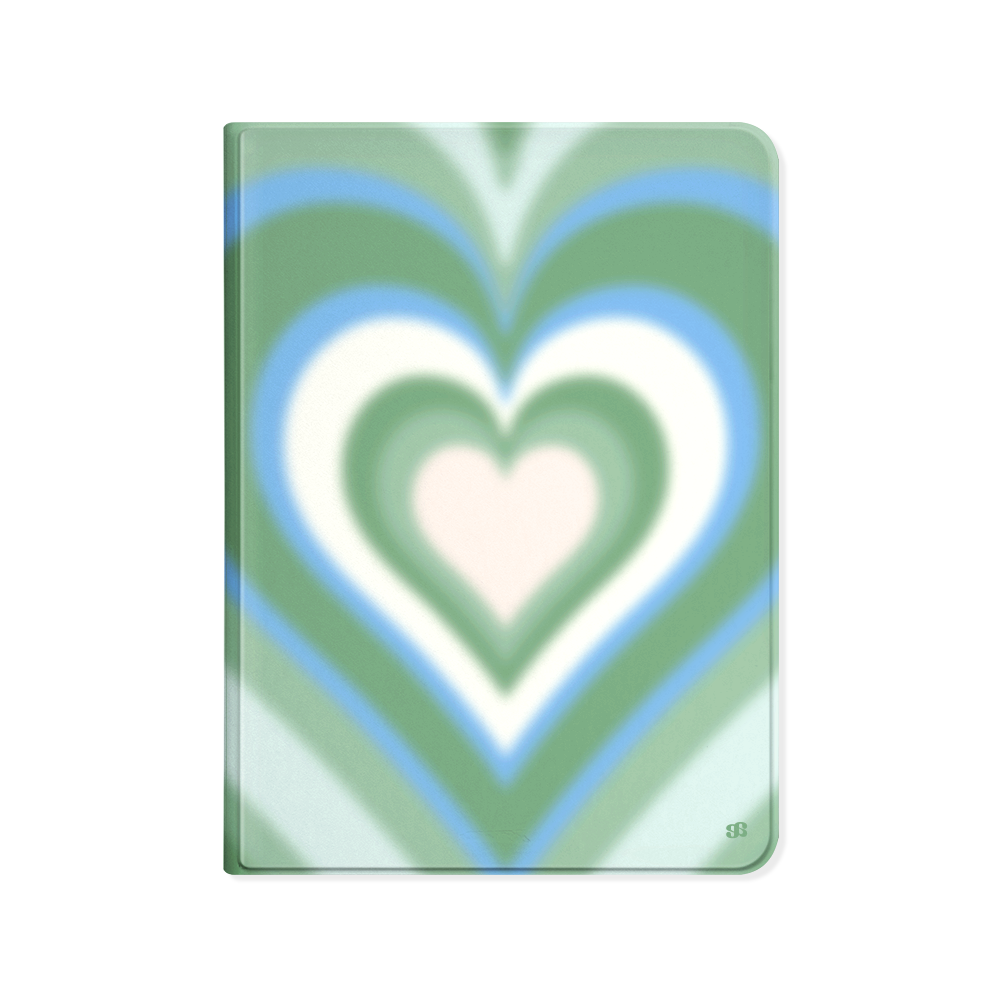 어프어프 선셋 하트 그린 아이패드 커버 폴리오 케이스(earpearp Sunset Heart Green iPad Cover) - 1