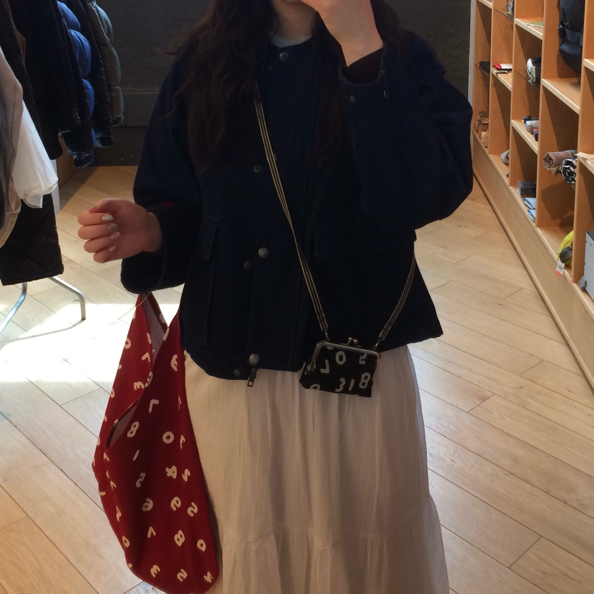 Sou Sou Canvas Soft Gamaguchi Bag (Double Layer) 착용 스타일 - 1