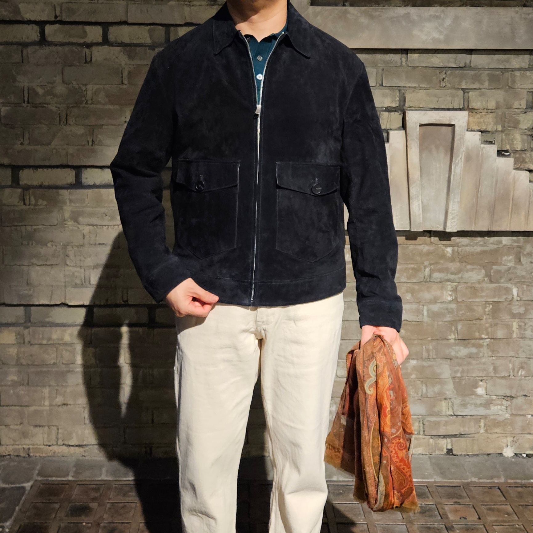 Alden 6244 Suede Unlined Penny Loafer Tan - D 착용 스타일 - 3