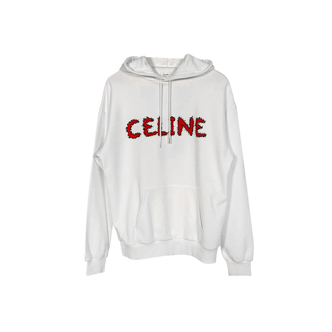 ITCGD2I6OUT4 Celine Cotton Fleece Rhinestone Hoodie Off White