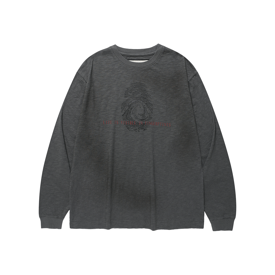 더바이닐하우스 핑거프린트 슬럽 롱슬리브 티 차콜(Thevinylhouse Fingerprint Slub Ls Tee Charcoal)