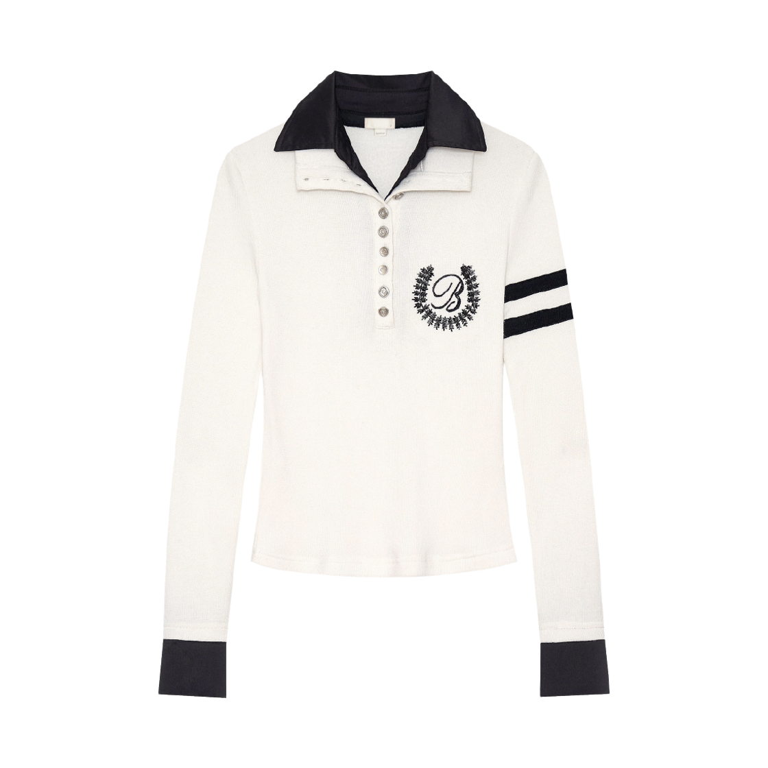 Bonnae-188 Bonnae Beaded Double Collar Top White