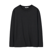Uniqlo U Washed Cotton Long Sleeve Crewneck T-Shirt Black