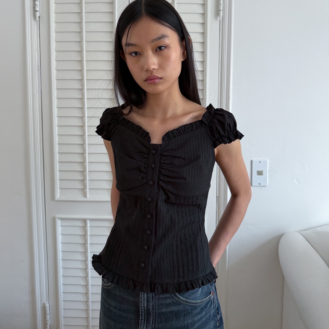 라츠유 엘라 블라우스 블랙(LOTS YOU Ella Blouse Black) - 3
