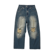 Thevinylhouse Grunge Painted Denim Pants Blue
