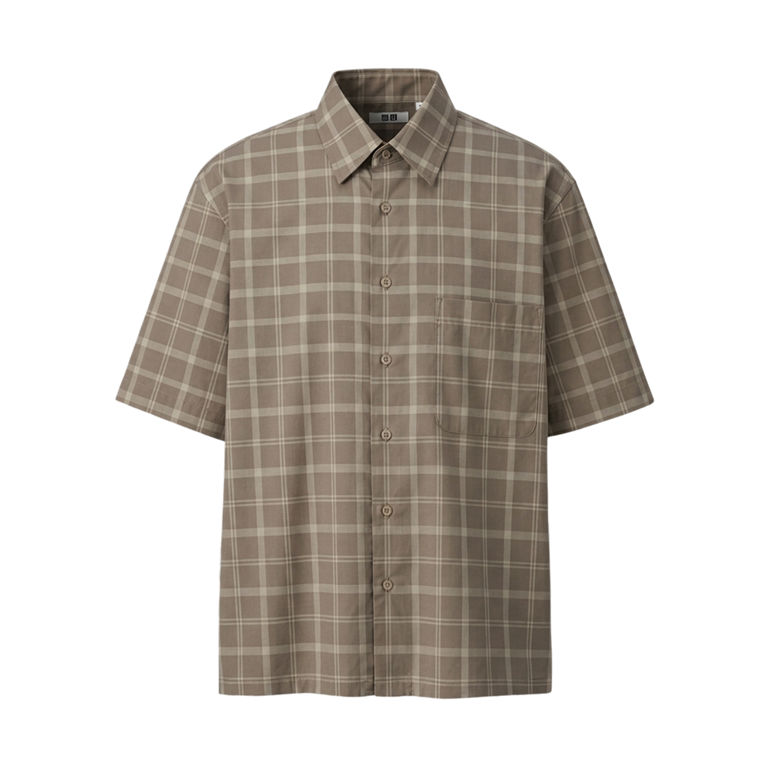 482498-36 Uniqlo U Boxy Checked Short Sleeve Shirt Brown