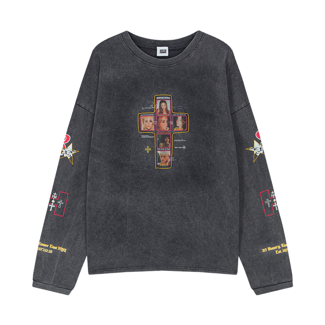 HF26ALT017CC HIGHTIDE FRANKIE False Icon Long Sleeve Tee Charcoal