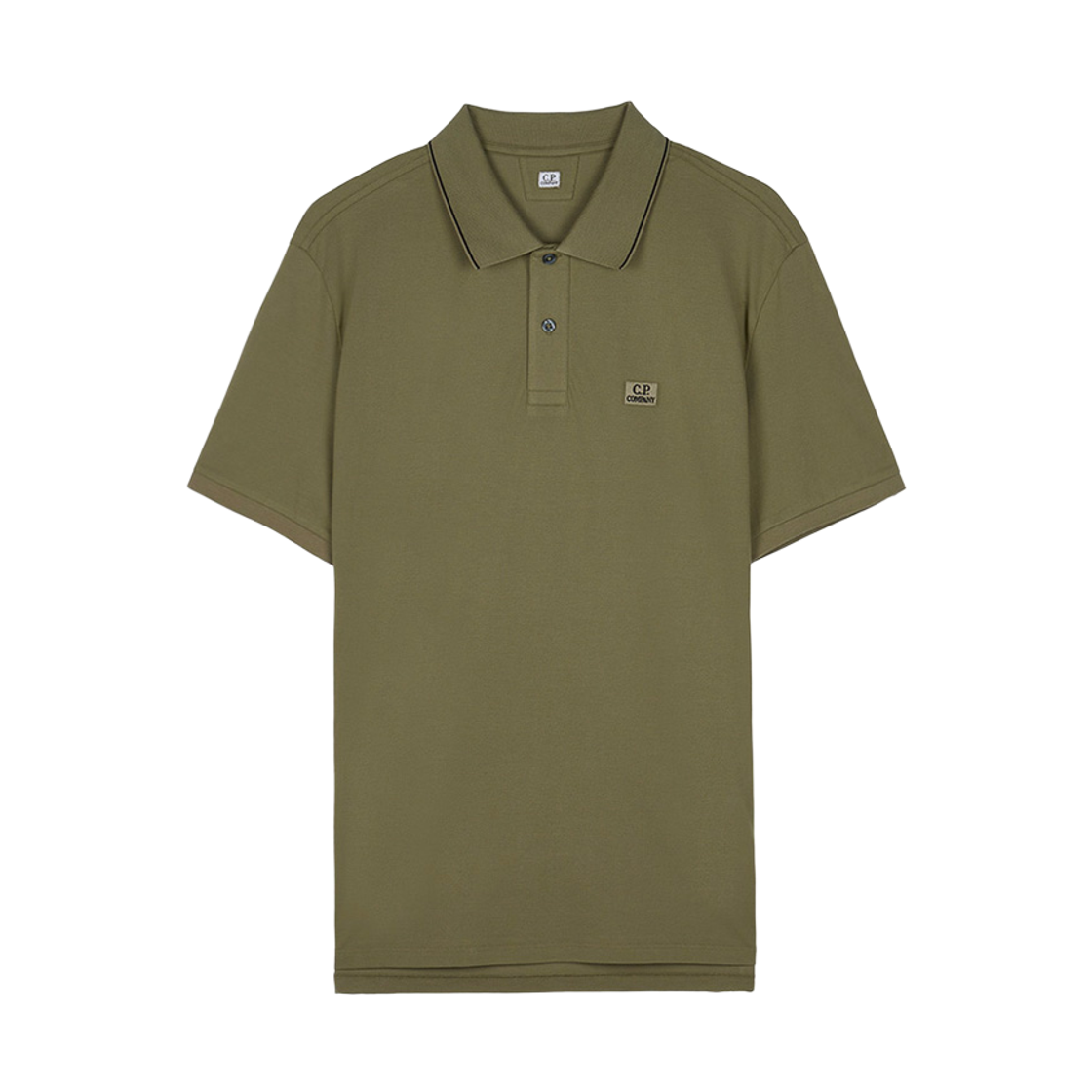 20CMPL722A005263W644 C.P. Company Stretch Piquet Short Sleeve Logo Polo Dried Herb Green - 26SS