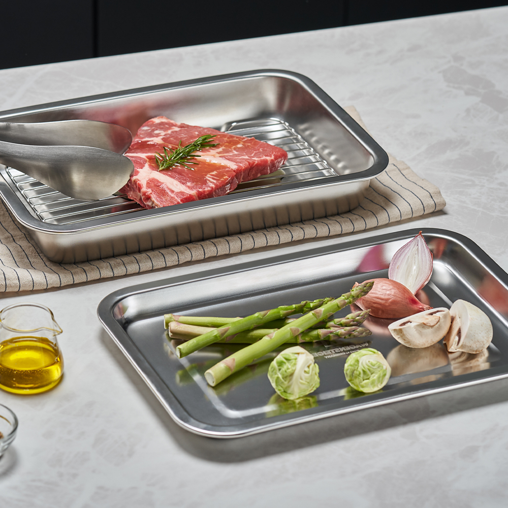 바겐슈타이거 스텐 사각트레이 3종세트 No.1(WAGENSTIEGER Non-abrasive Stainless Steel Rectangular Tray Set NO.01) - 2