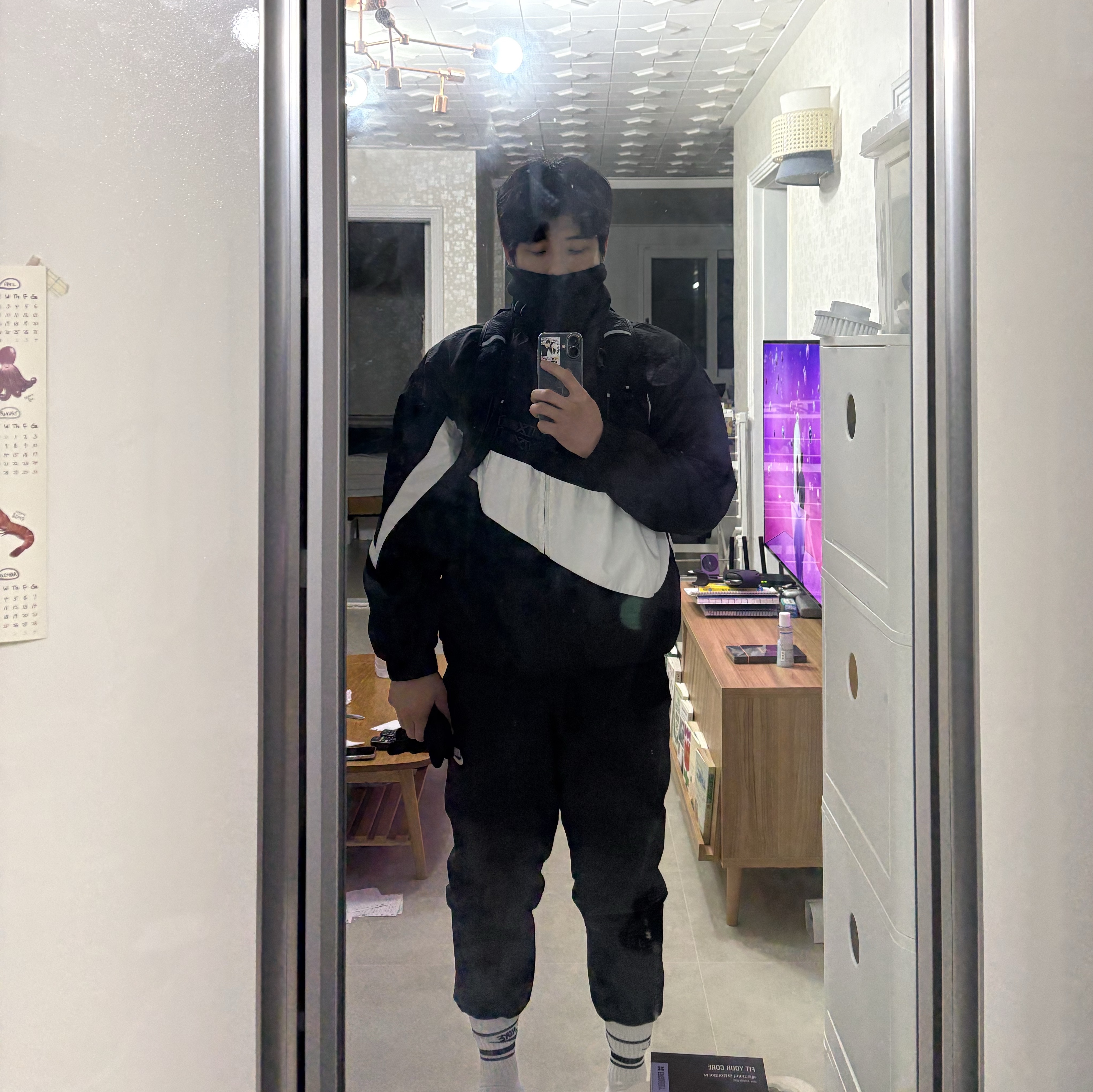 Nike Swoosh Woven Jacket Black Coconut Milk - Asia, Nike Fleece Neck Warmer Black 착용 스타일