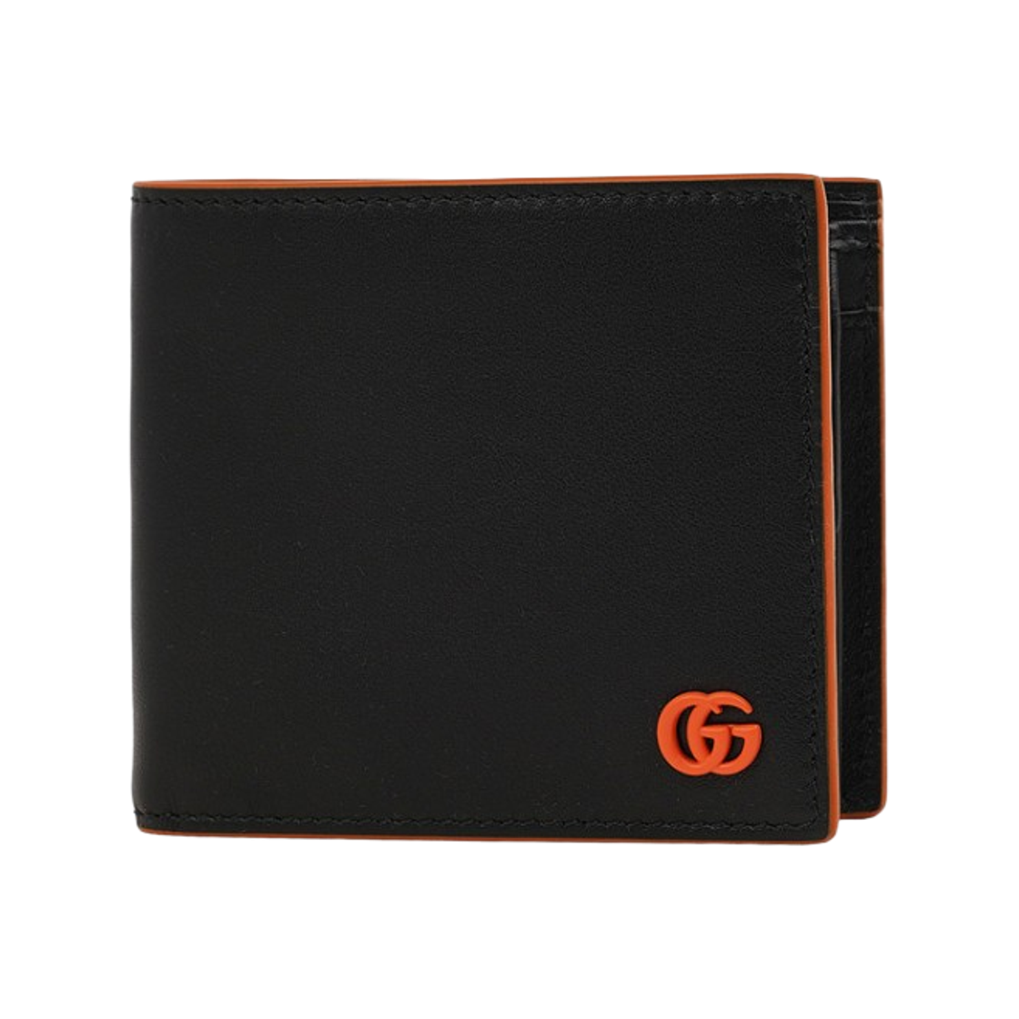 835048-AAE1V-1059 Gucci GG Marmont Coin Bi-Fold Wallet Black Deep Orange