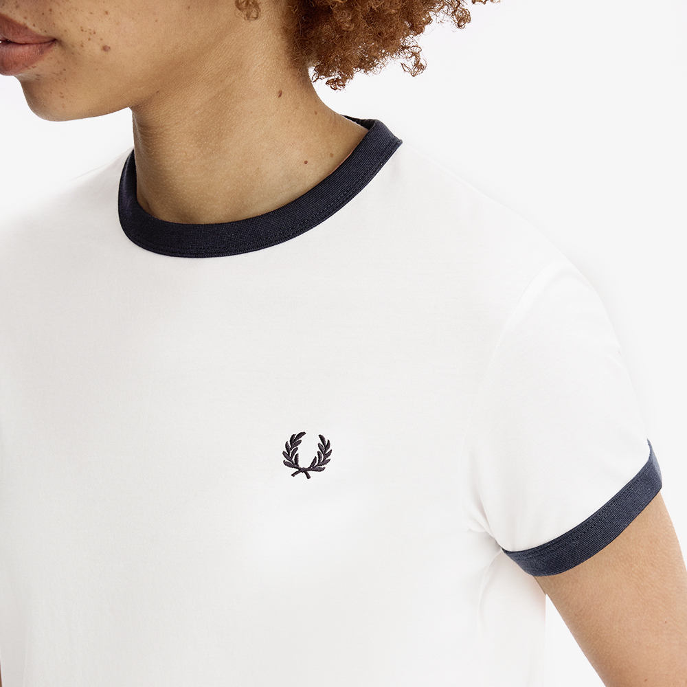 프레드페리 우먼즈 크롭 링어 티셔츠 스노우 화이트(Fred Perry Cropped Ringer T-Shirt Snow White) - 4