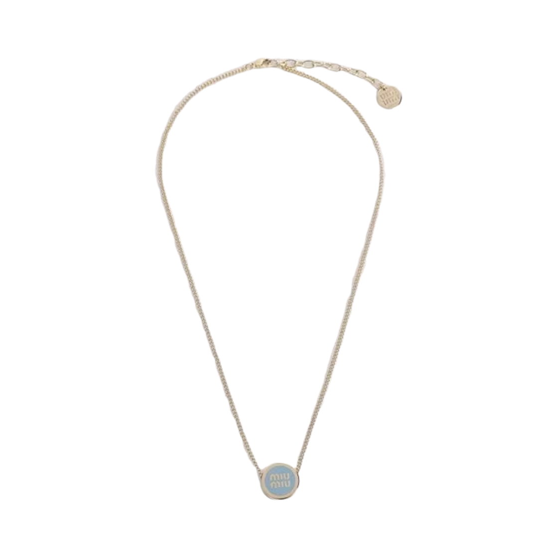 (W) 미우 미우 에나멜 메탈 네클리스 라이트 블루((W) Miu Miu Enameled Metal Necklace Light Blue)