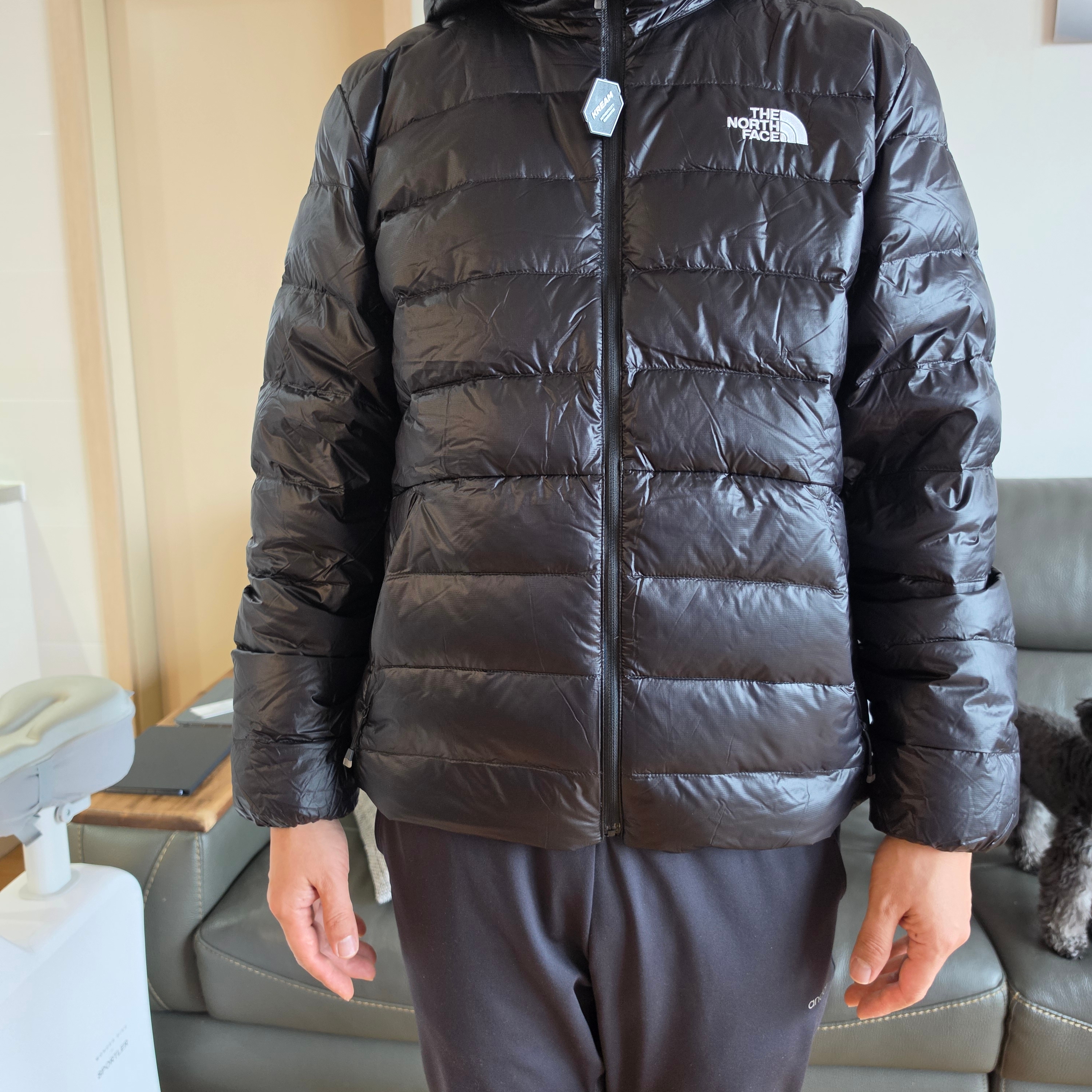 The North Face Matier EX RDS Down Hoodie Black 착용 스타일