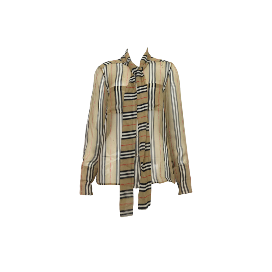 ITH4B7D37W4H Burberry Sheer Stripe Check Chiffon Blouse