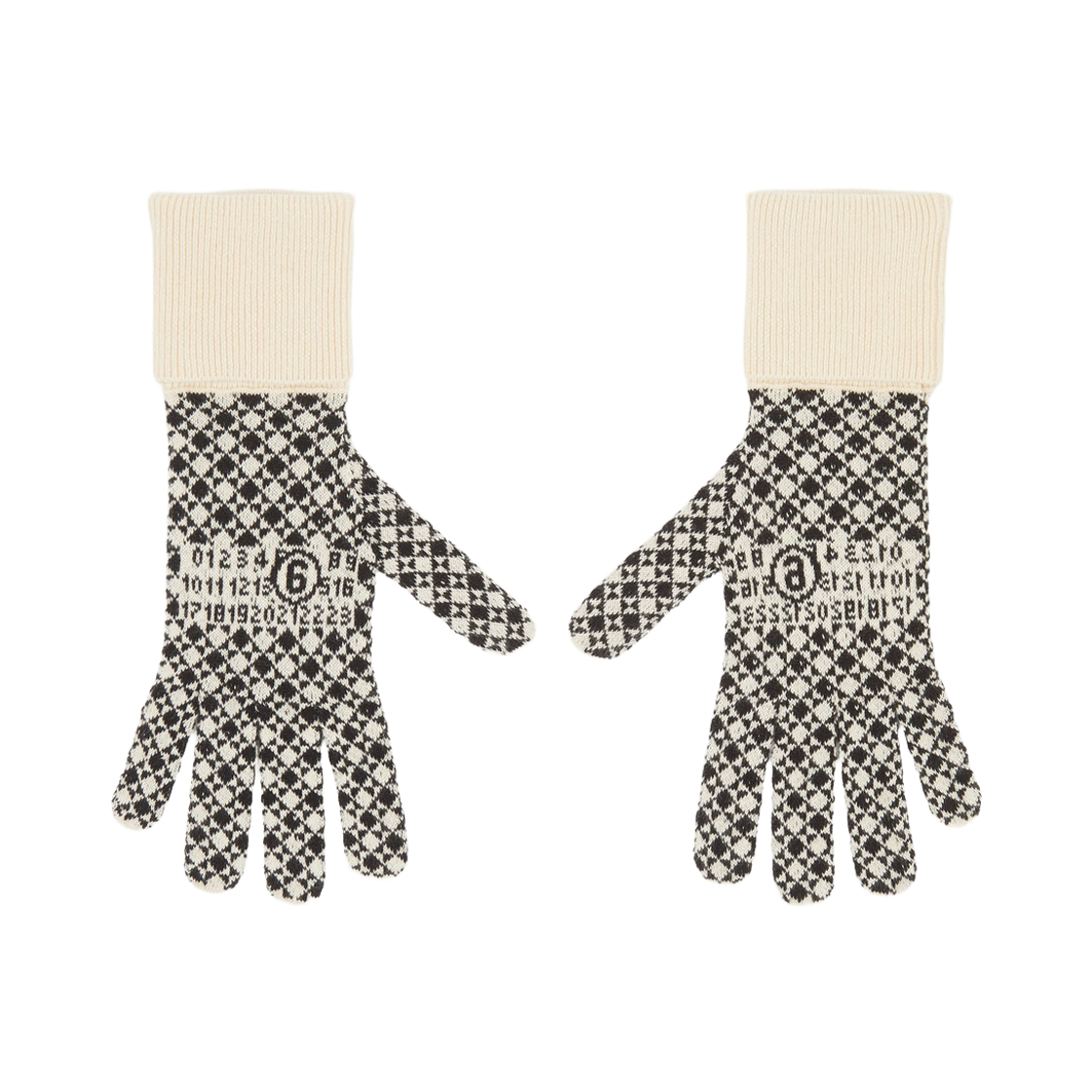 S52TS0045M13141001J MM6 Maison Margiela Cotton Gloves Black Cream