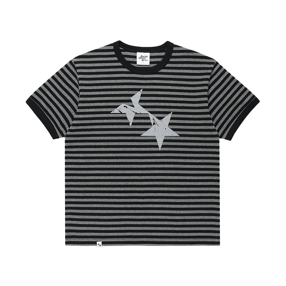 [KREAM 단독] 카비시 스트라이프 트윈 스타 링거 숏슬리브 티셔츠 블랙([KREAM 단독] CAVISH Striped Twin Star Ringer SS Tee Black)