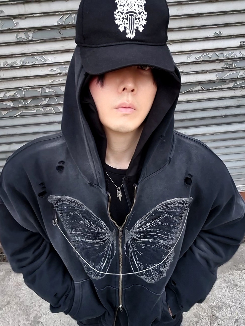 Chrome Hearts Dagger Denim Baseball Hat Black White, Hansroom Chrome Hearts #10 Dagger 착용 스타일 - 1