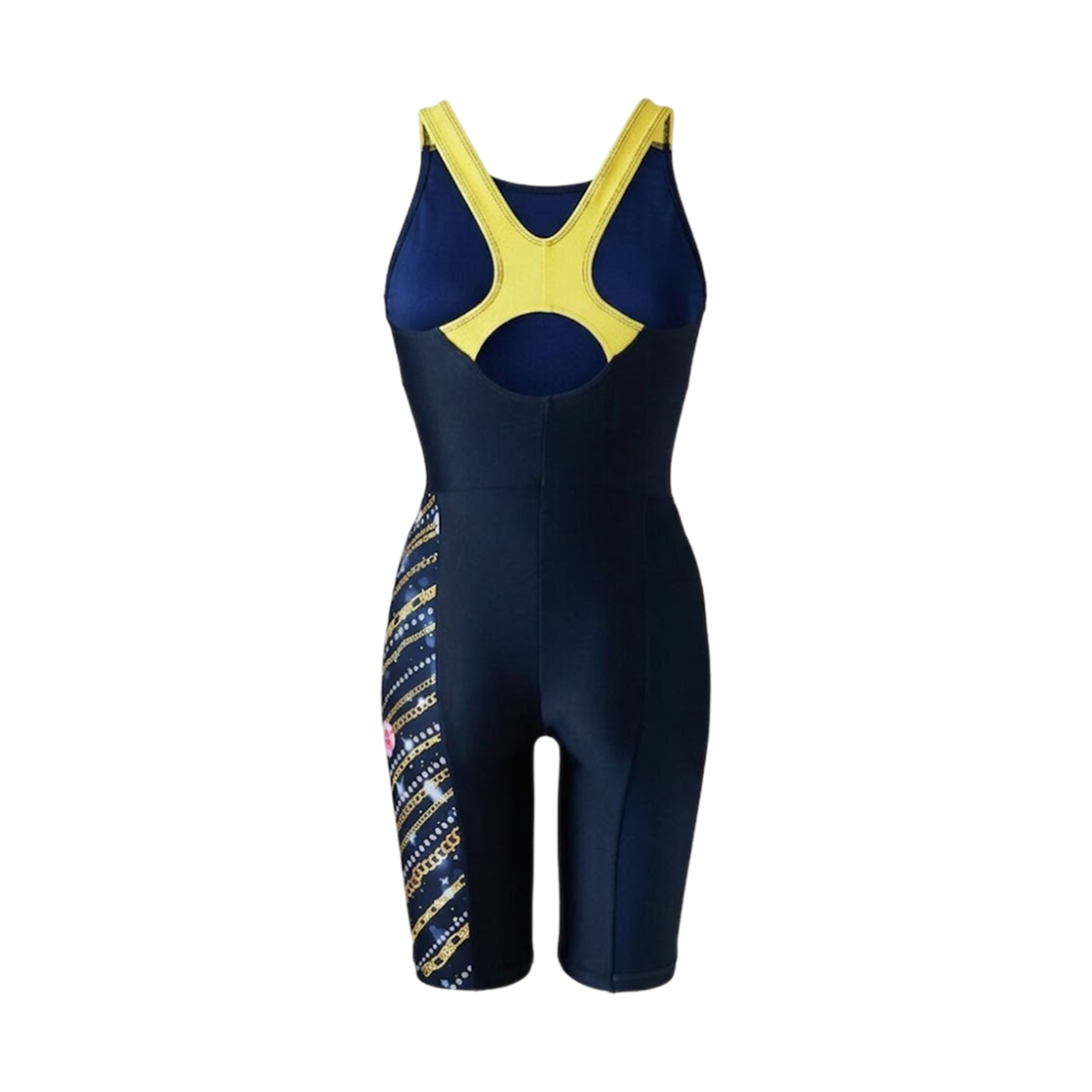 (W) 미즈노 스트로크 원 스윔 피트니스 올인원 네이비 옐로우((W) Mizuno Stroke One Swim Fitness All-In-One Navy Yellow) - 2