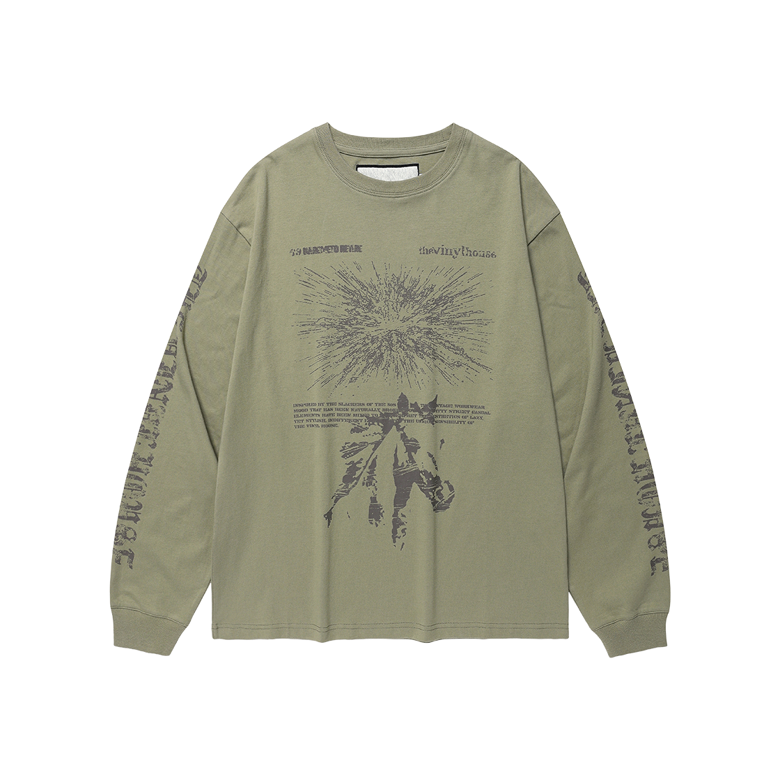 더바이닐하우스 러프 드로잉 롱슬리브 티 올리브