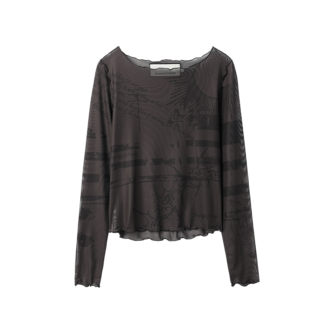 더바이닐하우스 그래피티 메쉬 롱슬리브 티 (W) 차콜