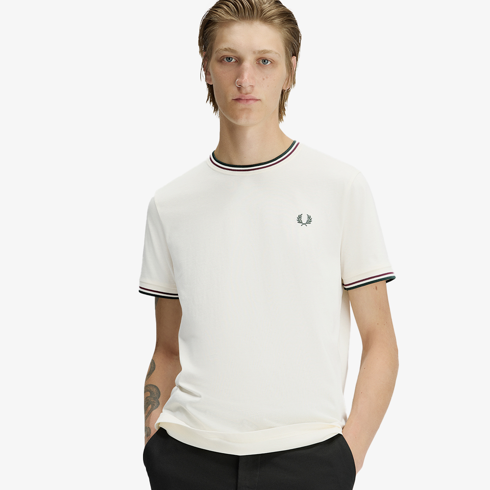 프레드페리 트윈 팁 티셔츠 에크루 옥스블러드 그래스루츠(Fred Perry Twin Tipped T-Shirt Ecru Oxblood Grassroots) - 3