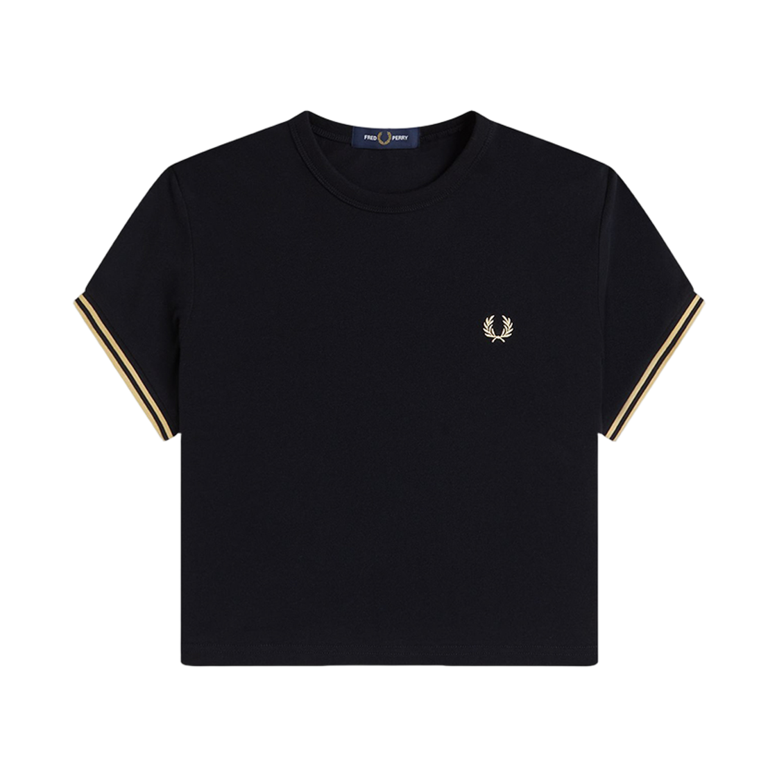 프레드페리 우먼즈 팁드 피케 티셔츠 블랙 샴페인(Fred Perry Tipped Pique T-Shirt Black Champagne) - 1